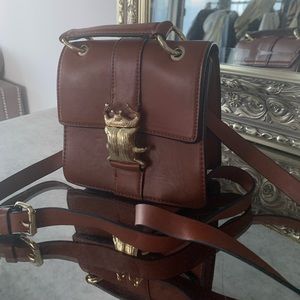 Zara leather bag with statement goldware